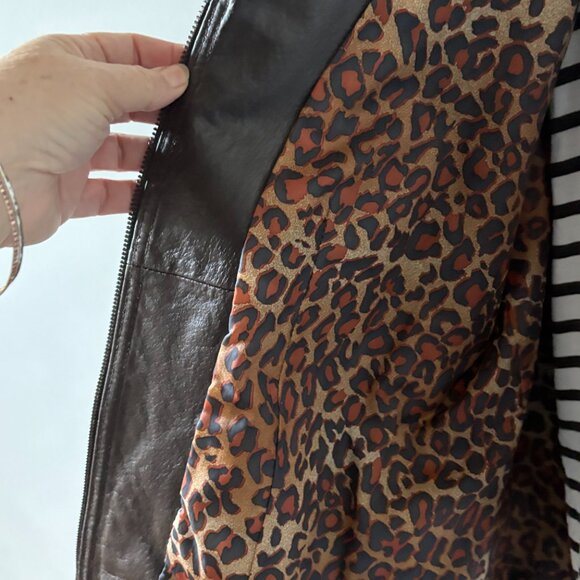 NWOT: D & CO Brown Leather Coat / Jacket, Large - Picture 6 of 7